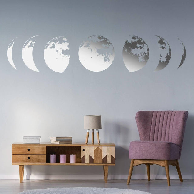 Lunar Harmony Decal: Wall Art, Moon-Themed Sticker, Decorative Vinyl Mural - Decords