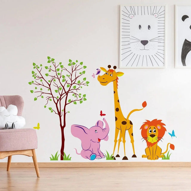 Safari Animal Wall Decal, Vinyl Sticker - Wild Adventures Themed Decoration - Decords