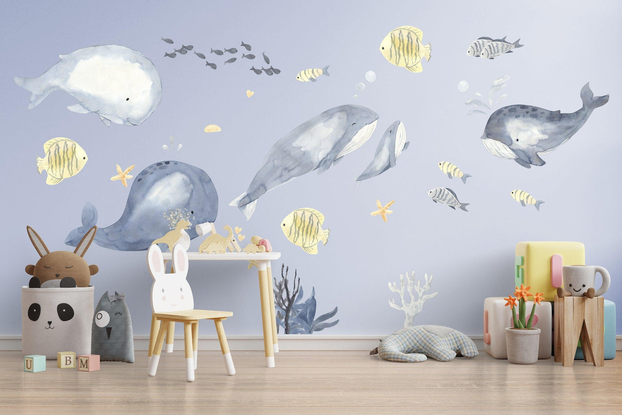 Undersea Themed Wall Decal Set - Ocean Wonders Wall Vinyl Stickers - Decords