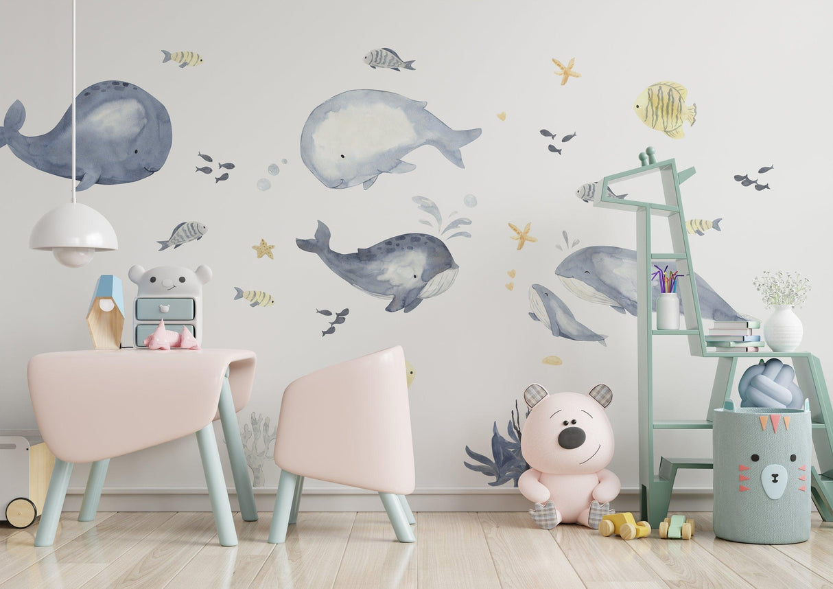 Undersea Themed Wall Decal Set - Ocean Wonders Wall Vinyl Stickers - Decords