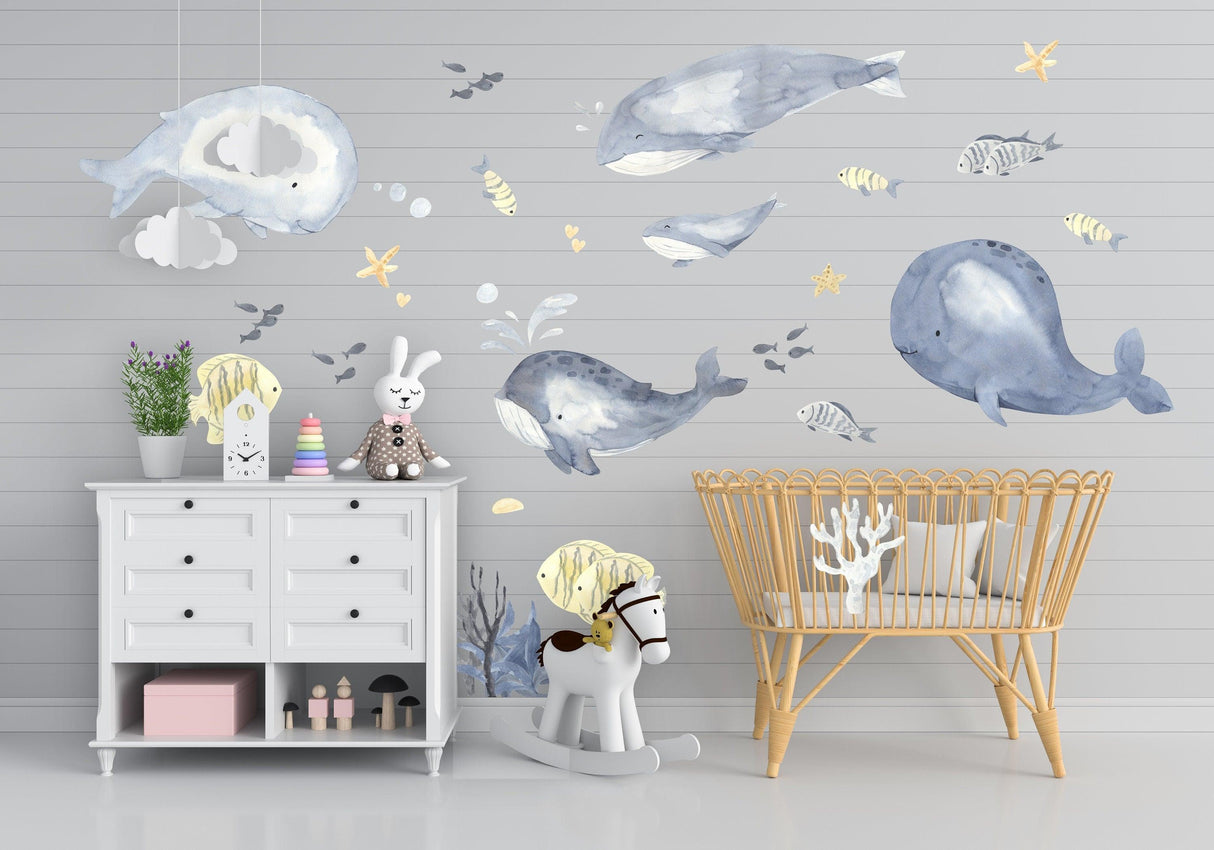 Undersea Themed Wall Decal Set - Ocean Wonders Wall Vinyl Stickers - Decords