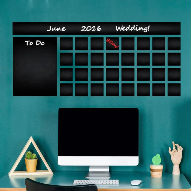 Adhesive Chalkboard Wall Decal - Large Monthly Planner for Home or Office Organization - Decords