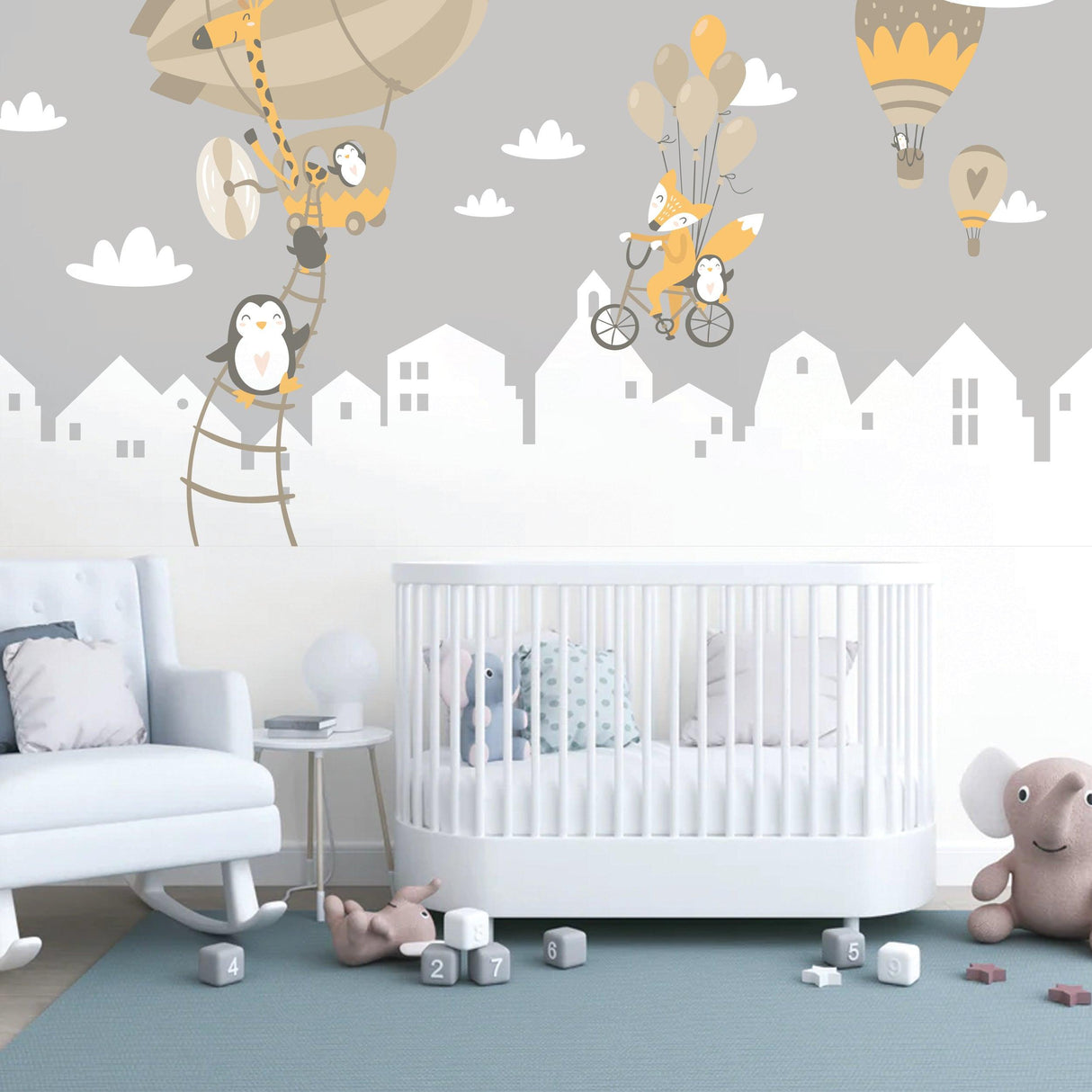 WhimsyLand Wall Decals: Penguin, Fox & Hot Air Balloon Themed Stickers - Decords