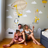 WhimsyLand Wall Decals: Penguin, Fox & Hot Air Balloon Themed Stickers - Decords