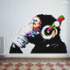 Banksy Monkey With Headphones Wall Sticker - Large Bansky Thinking Dj Chimp Vinyl Decal