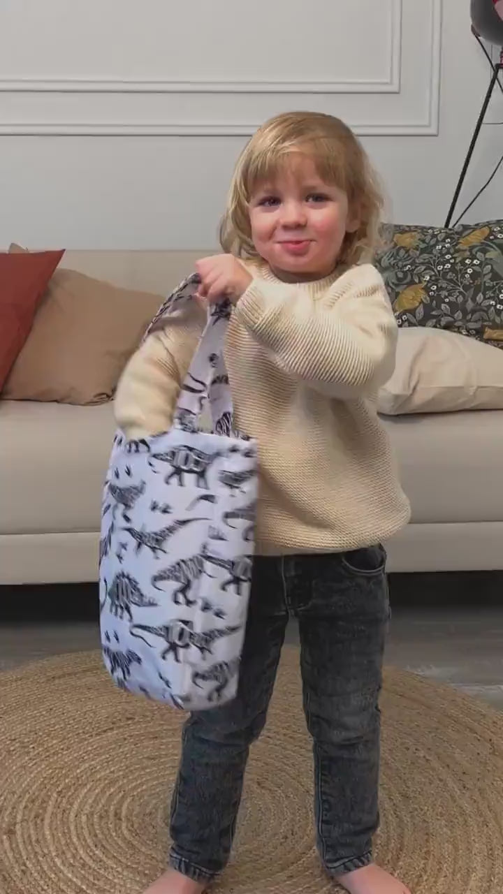 Kids Shopper Bag | White Dinosaur Tote | Eco-Friendly Kids Tote | Cute and Durable Totes  Bag for Kids