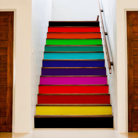 Rainbow Stair Riser Decals - Vibrant Steps Stickers for Stairs - Decords