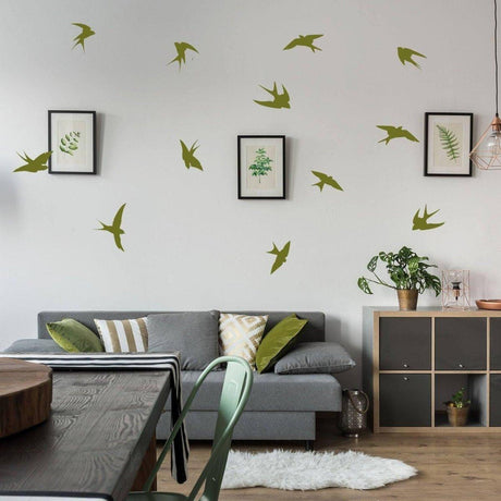 Stylish Bird Themed Wall Decal Sticker Set - Visual Aesthetic Design enhancement - Decords