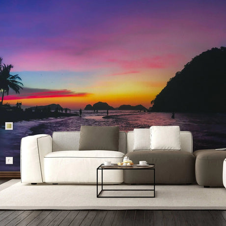 Urban Sunset Skyline Wall Stickers, Vibrant Adhesive Decals for Home Decor - Decords