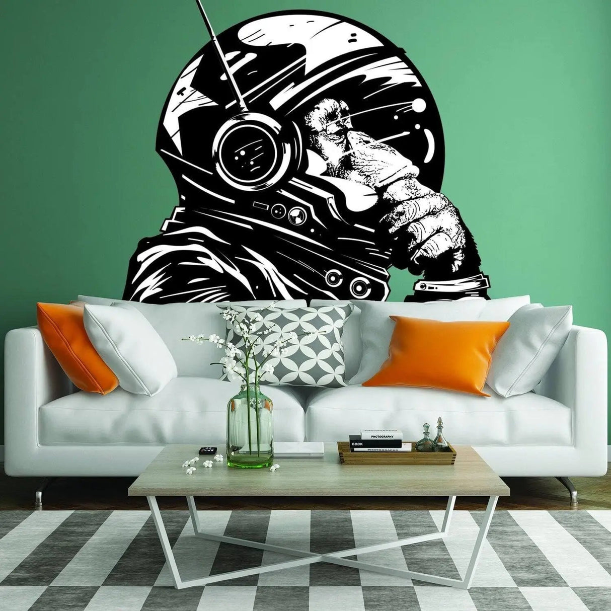 Monkey Explorer Themed Space Wall Decal - Kid's Room Decorative Sticker - Decords