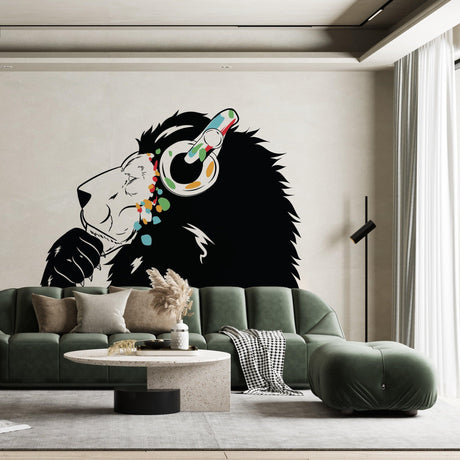 Street Art Inspired Lion Wall Decal - Urban Music Influence Artwork Sticker - Decords