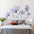 3D Blue Blossom Wall Decal - Elegant Floral Vinyl Sticker Mural - Decords