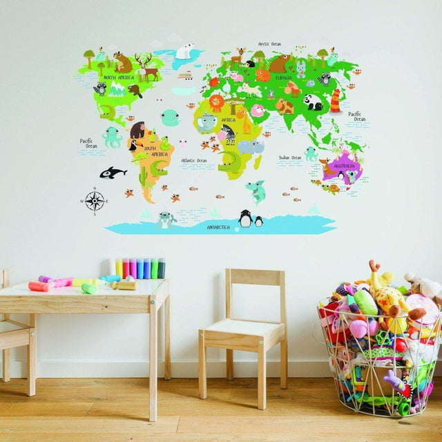 World Explorer Adventure Wall Decal - Nautical Globe Map Vinyl Sticker - Decords