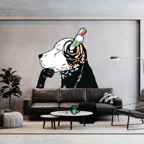 Banksy Style Dog Melody Wall Sticker, Graffiti Inspired Canine Art Decal - Decords