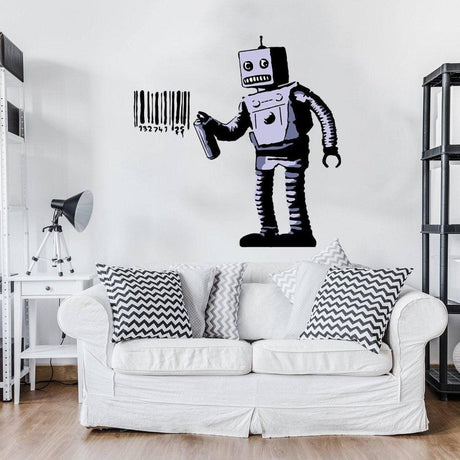 Barcode Robot Wall Vinyl Sticker - Urban Street Art Decal - Decords