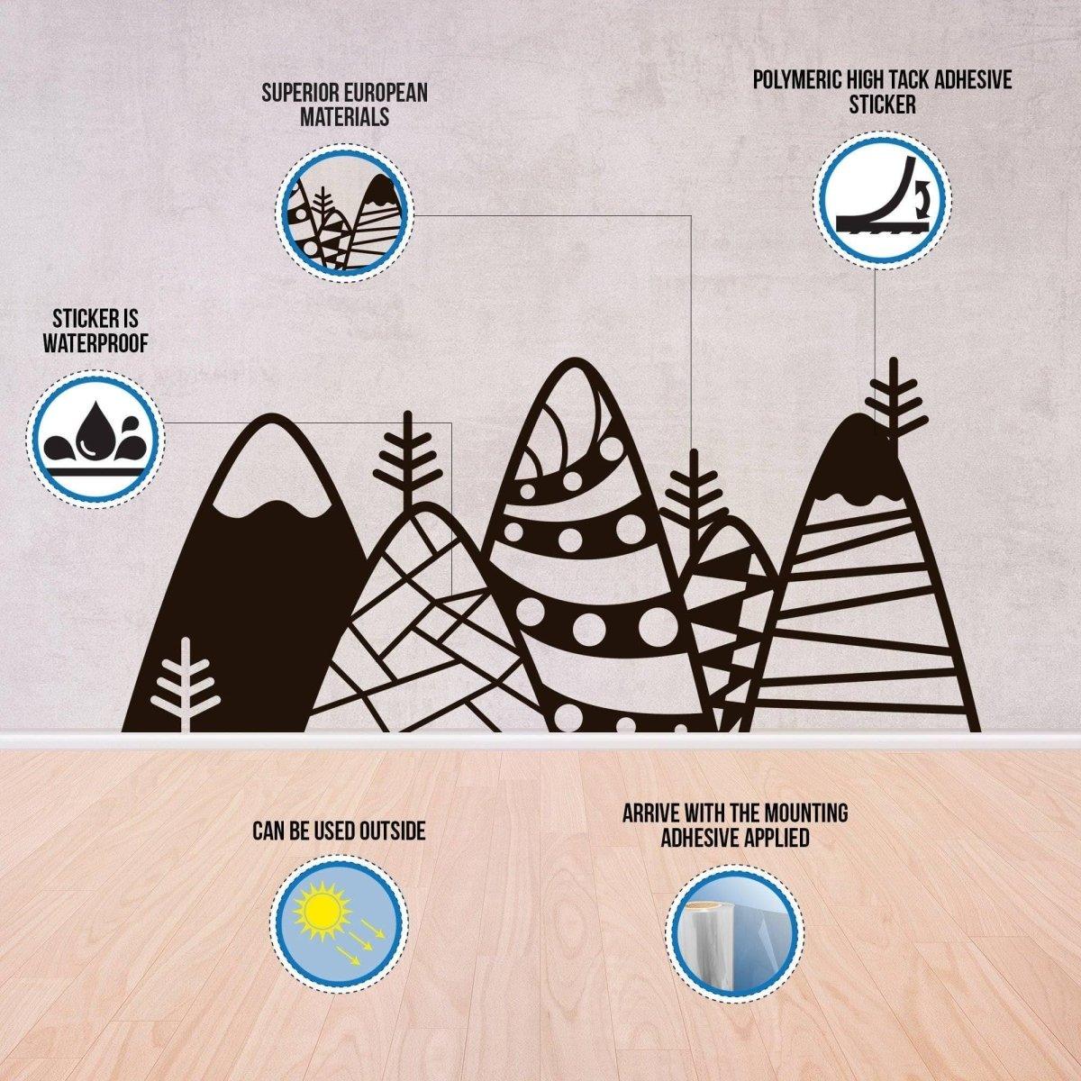 Peaks Wall Sticker, Captivating Mountain Decal, Vinyl Wall Adhesive Artwork - Decords