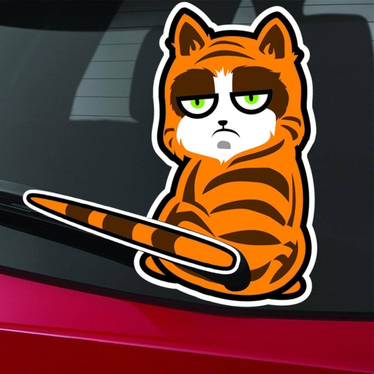 Cat-Tastic Rear Window Car Decal: Playful Perforated Feline Wiper Sticker - Decords