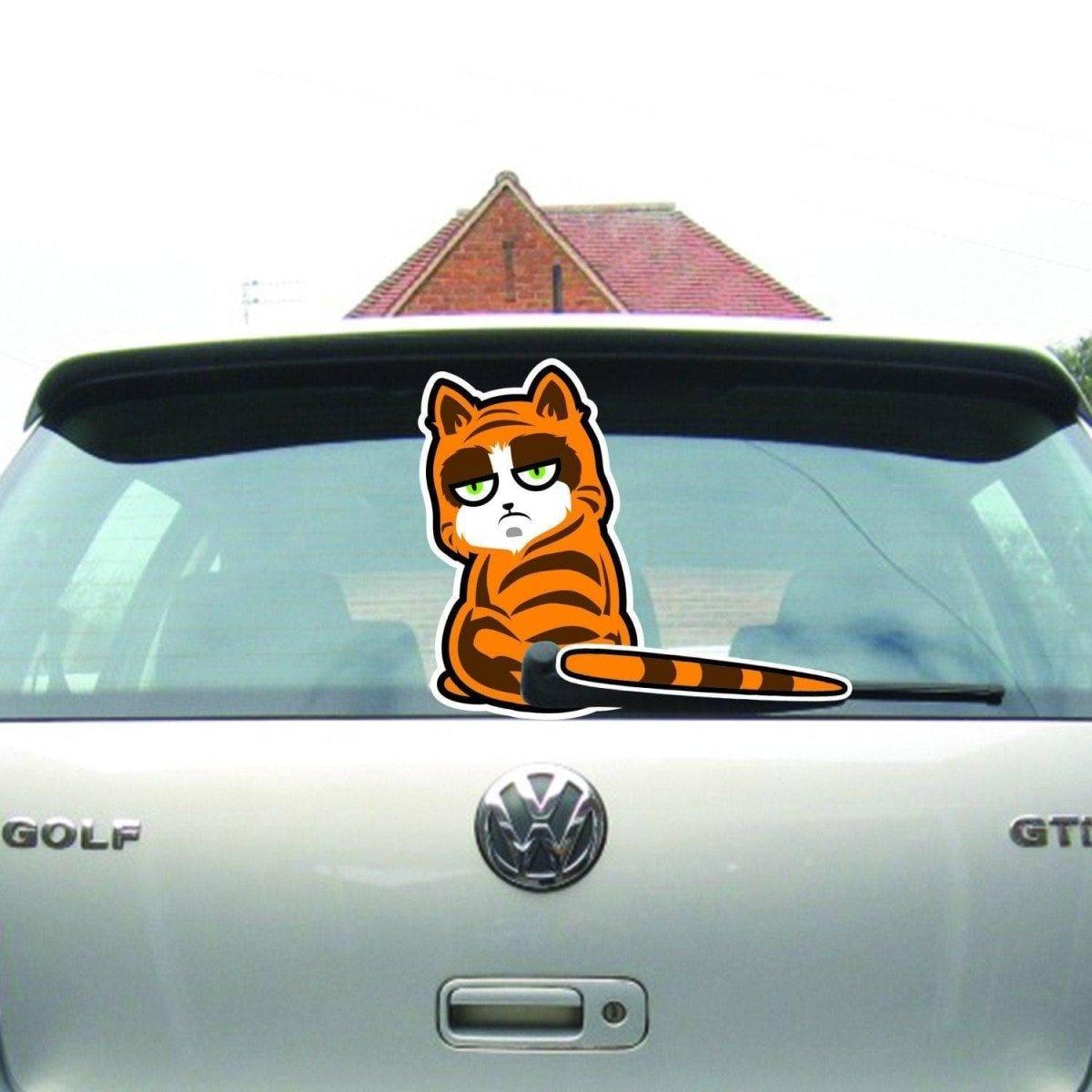 Cat-Tastic Rear Window Car Decal: Playful Perforated Feline Wiper Sticker - Decords