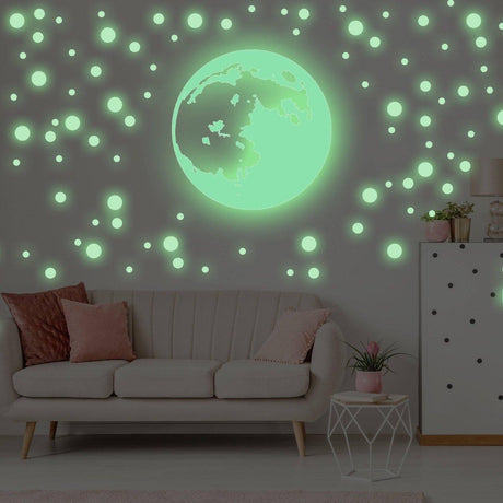 3D Celestial Glow Wall Sticker Set - Moon and Star Decals for Home Decor - Decords