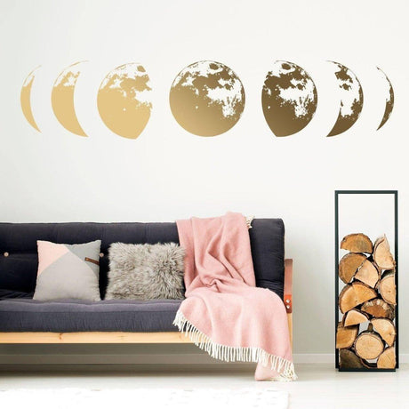 Moon Phase Wall Sticker, Astrological Cycle Wall Decal, Galaxy Theme Wall Art Decoration - Decords