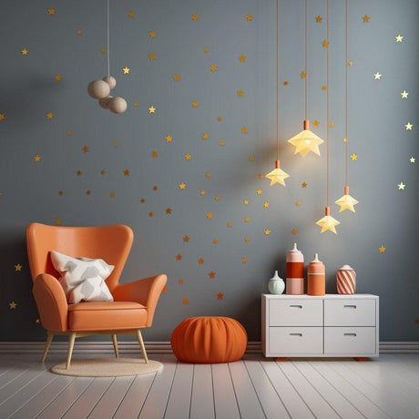 Gold Stars Vinyl Wall Stickers, 200x Pack Celestial Splendor Decorative Adhesive Decals - Decords