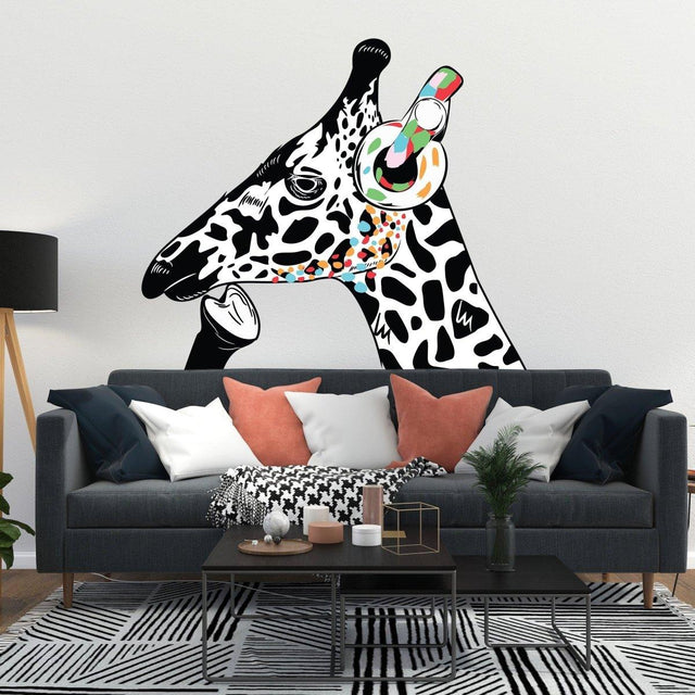 Contemplative Giraffe Wall Sticker - Vinyl Decal Art for Children's Space - Decords