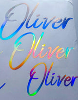 Personalized Rainbow Holographic Vinyl Decals, Custom Name Stickers - Decords