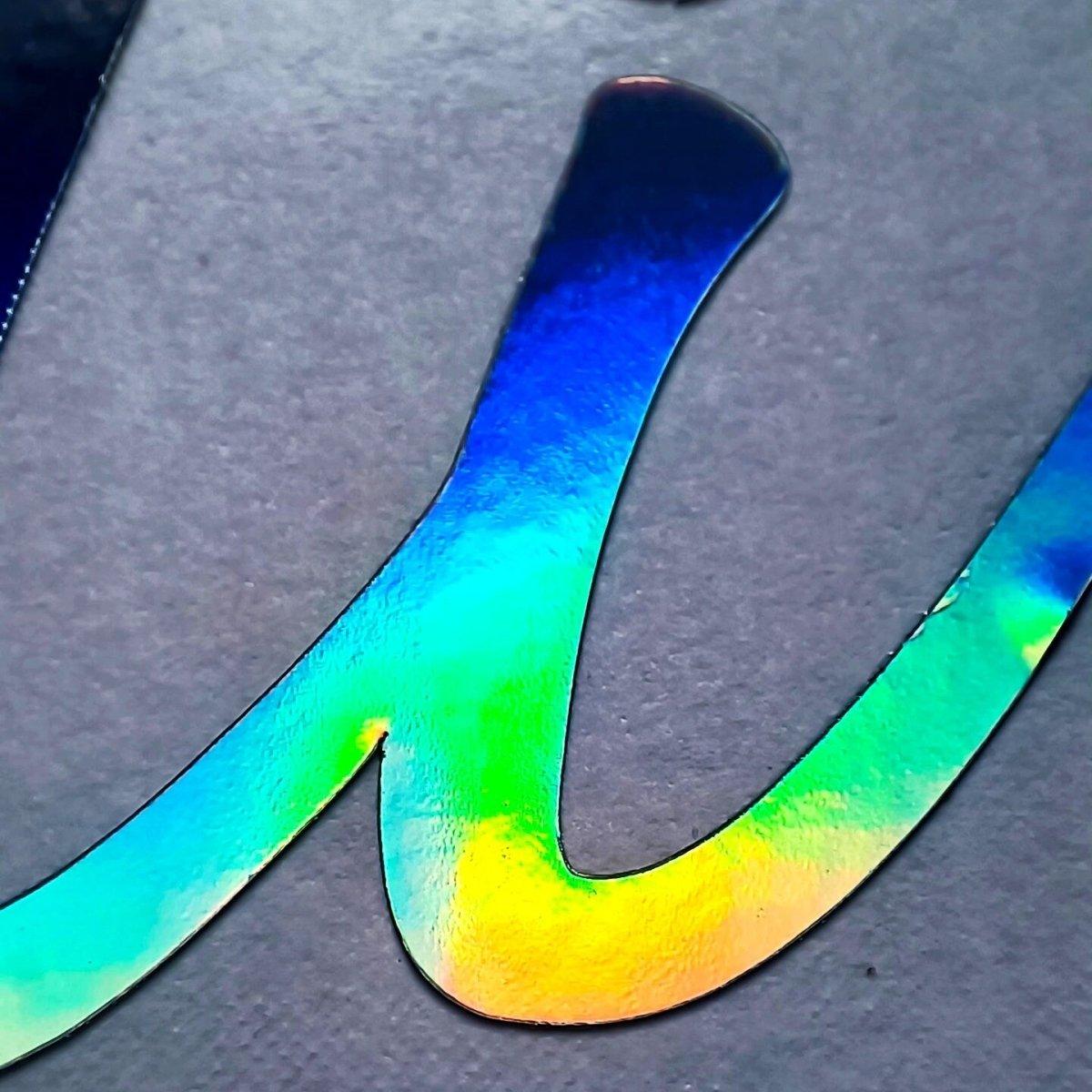 Personalized Rainbow Holographic Vinyl Decals, Custom Name Stickers - Decords