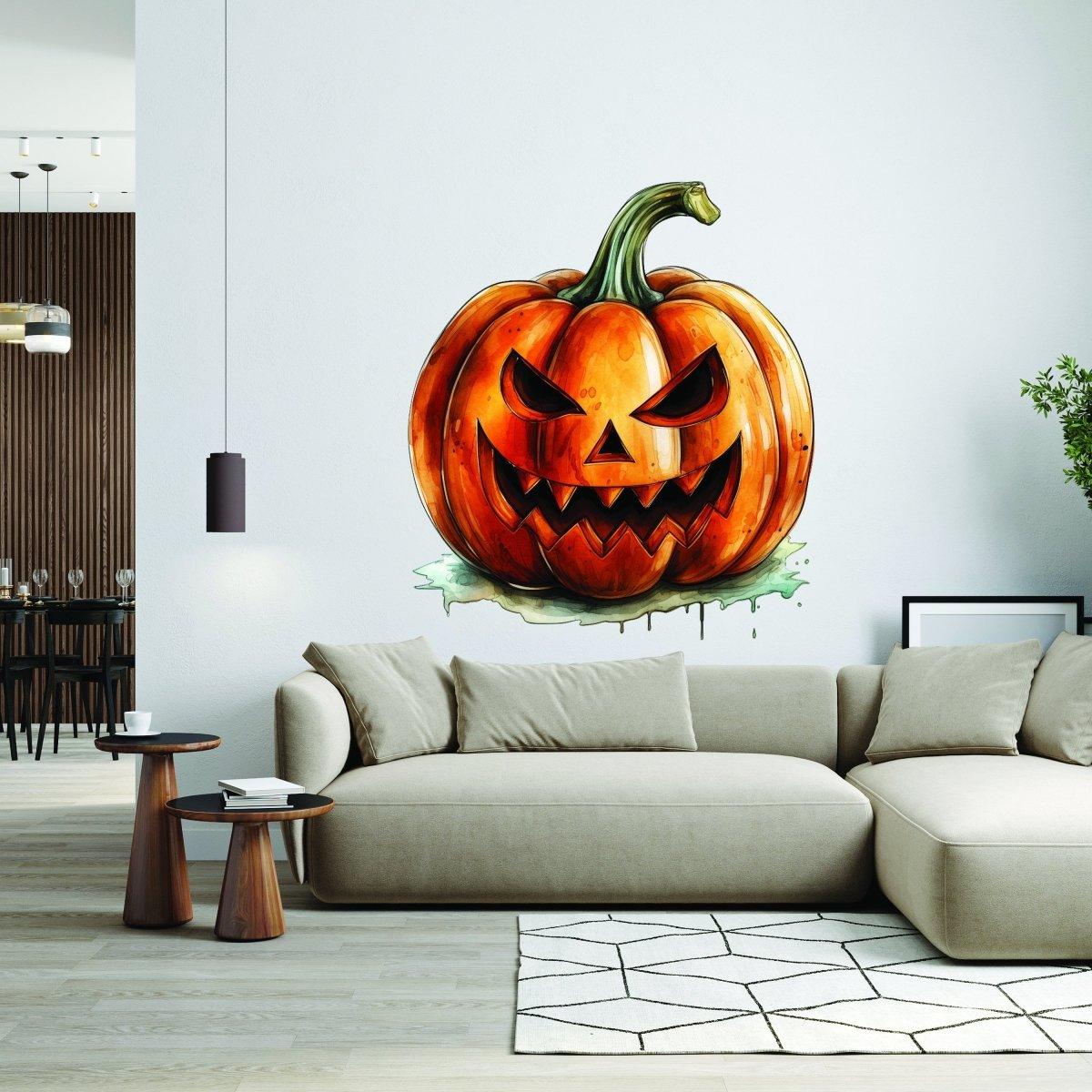 Halloween Pumpkin Wall Sticker - Creepy Smiling Jack-o-Lantern Decal for Holiday - Decords