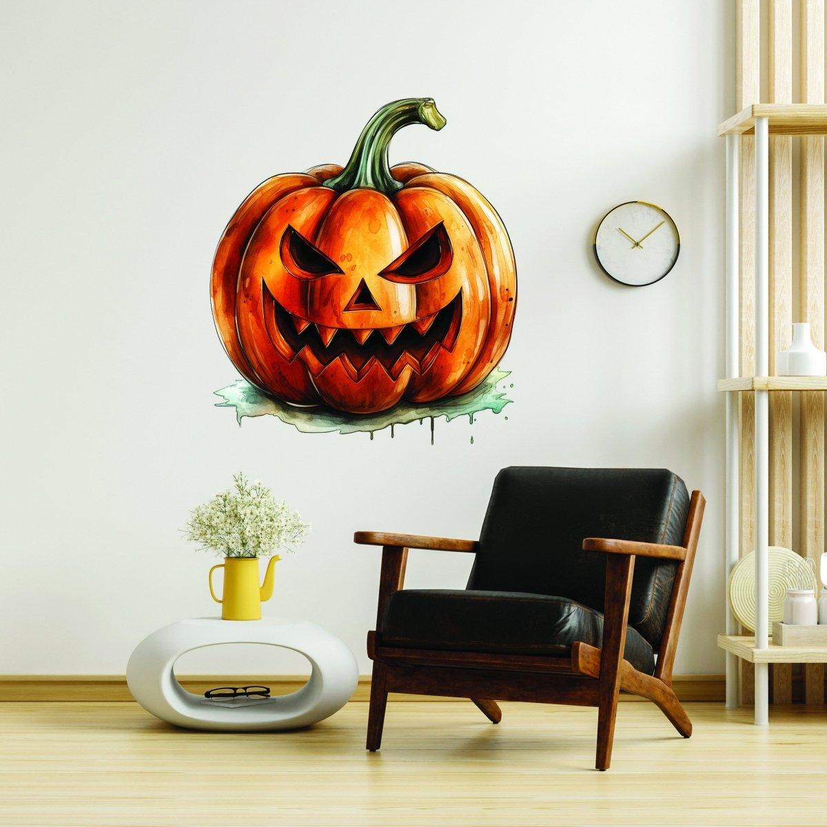 Halloween Pumpkin Wall Sticker - Creepy Smiling Jack-o-Lantern Decal for Holiday - Decords