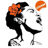 Singing Woman Art Decal with Floral Design - Elegant Wall Sticker for Home Decoration - Decords