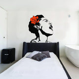 Singing Woman Art Decal with Floral Design - Elegant Wall Sticker for Home Decoration - Decords