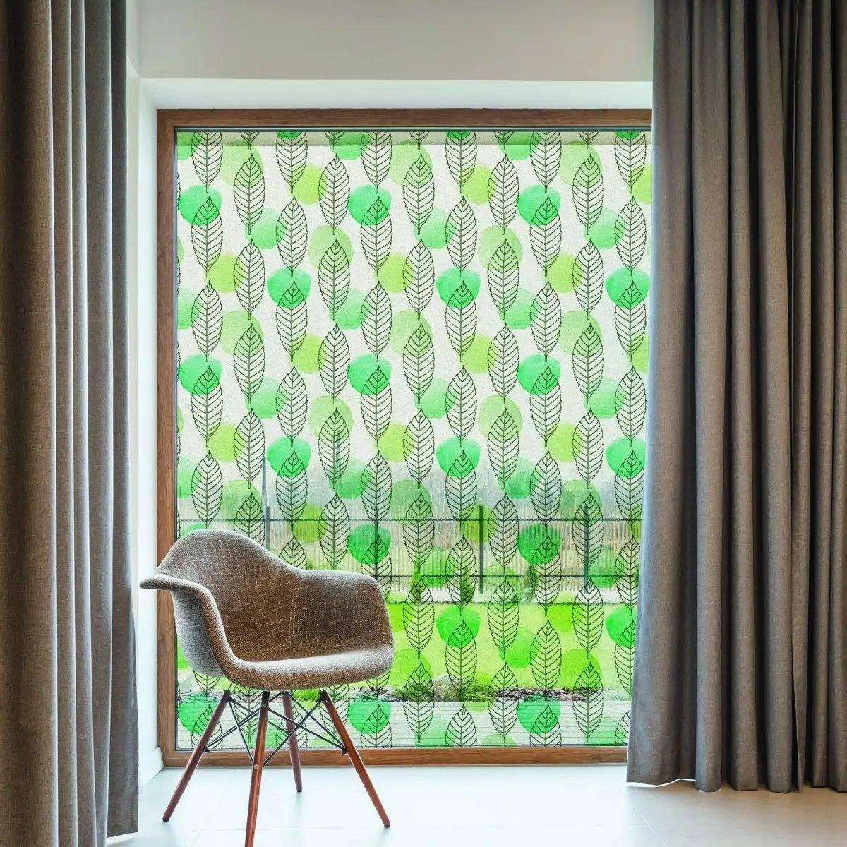 Etched Glass Film - Stylish Leaf Design for Enhanced Privacy - Decords