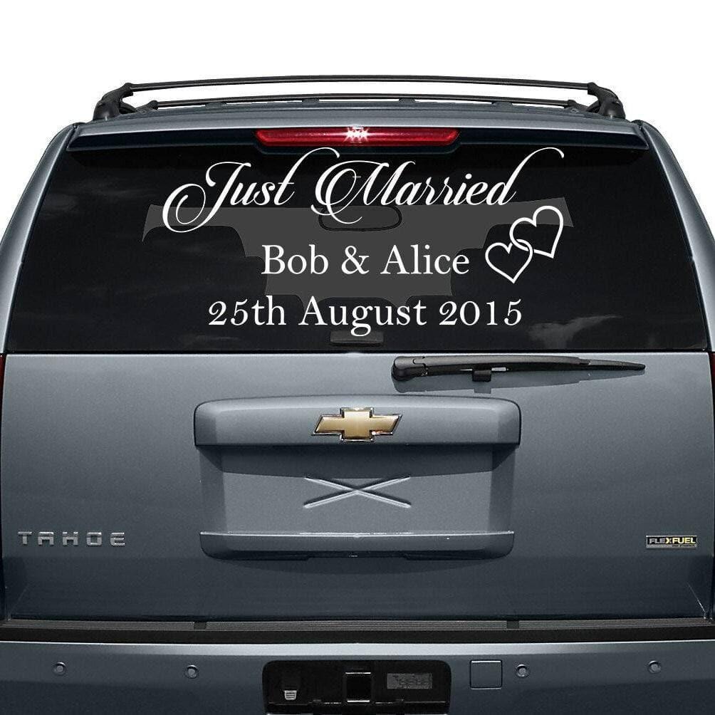 Chic Wedding Vehicle Sticker, Sophisticated Bridal Car Decal - Decords