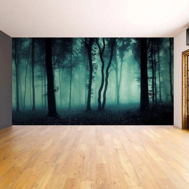 Enchanted Forest NightScenery Mural: Foggy Tree Wall Art Decor - Decords