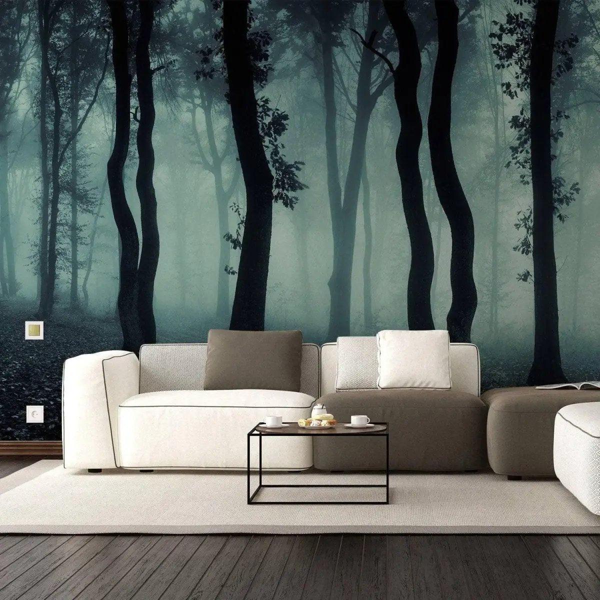 Enchanted Forest NightScenery Mural: Foggy Tree Wall Art Decor - Decords