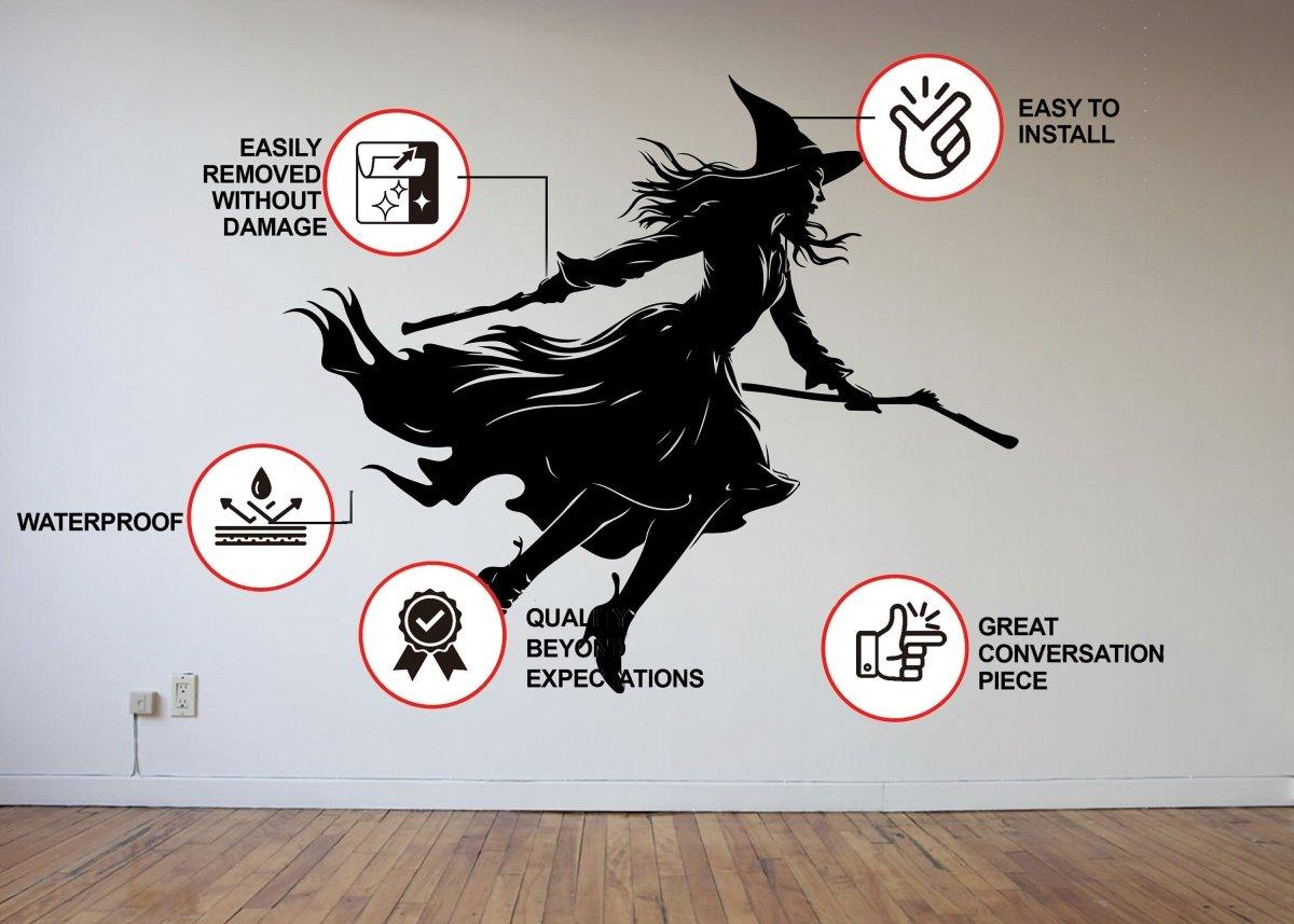 Halloween Witch Broom Decal - Enchanting Transformation Sticker for Your Space! - Decords