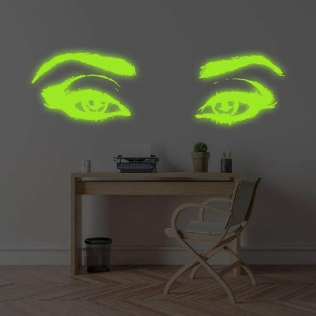 Glowing Luminescent Eye Vinyl Wall Decal: Enchanting Wall Sticker Art - Decords