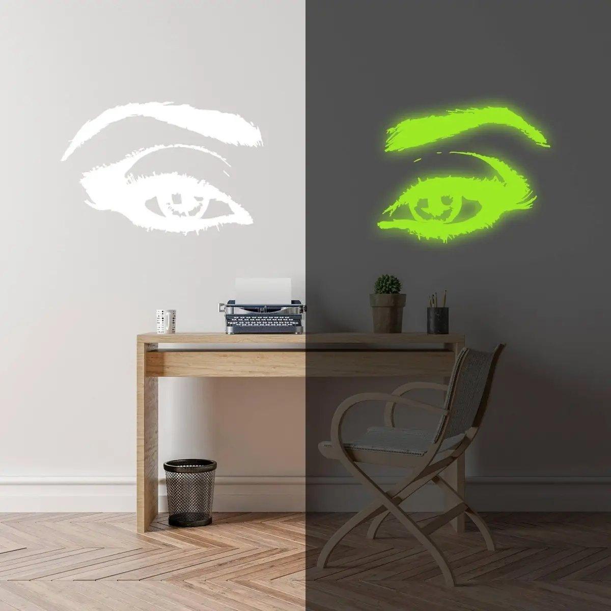 Glowing Luminescent Eye Vinyl Wall Decal: Enchanting Wall Sticker Art - Decords