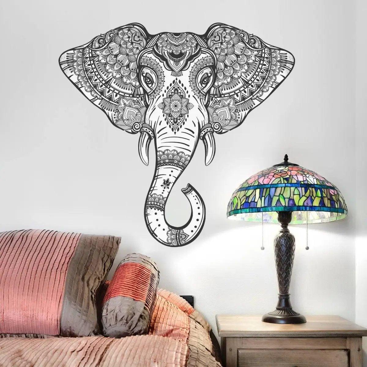 Vinyl Elephant Wall Sticker: Wealth and Wisdom Symbolic Representation - Decords