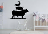 Wall Art Decal Set Featuring Delightful Farm Animal Design - Decords