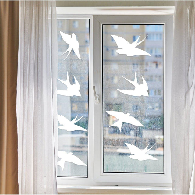 Bird Safety Window Decals by FeatherGuard - Collision Awareness Adhesive Stickers - Decords