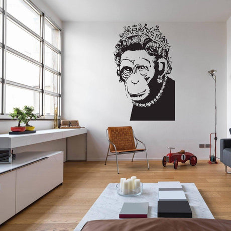 Queen Monkey Vinyl Wall Art Decal - Humorous, Playful & Creative Wall Sticker - Decords