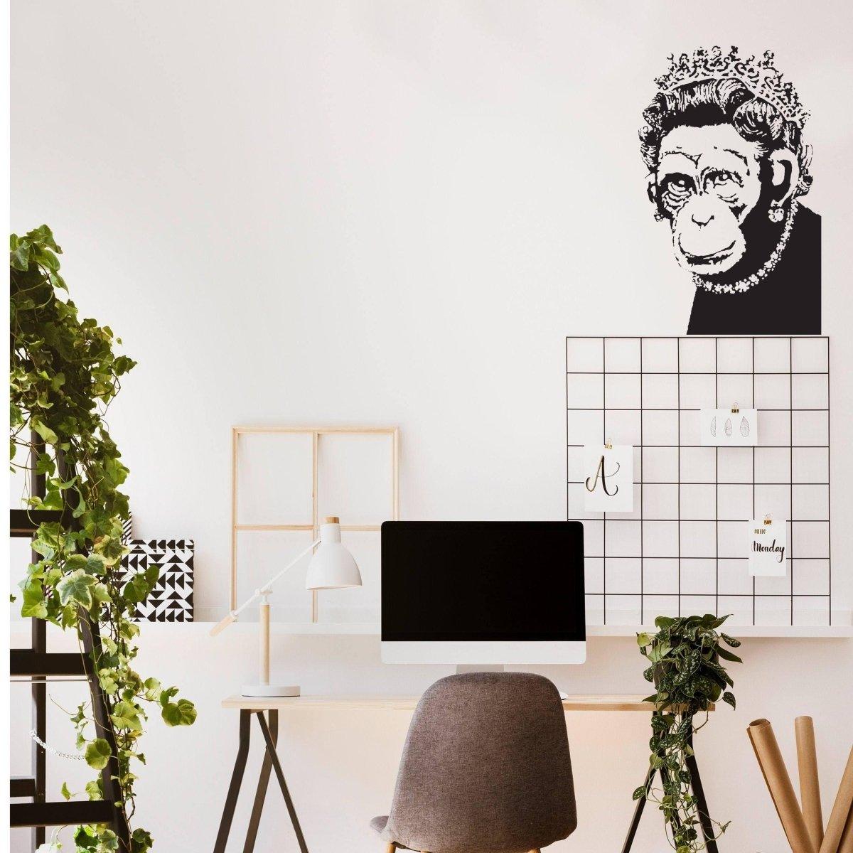 Queen Monkey Vinyl Wall Art Decal - Humorous, Playful & Creative Wall Sticker - Decords