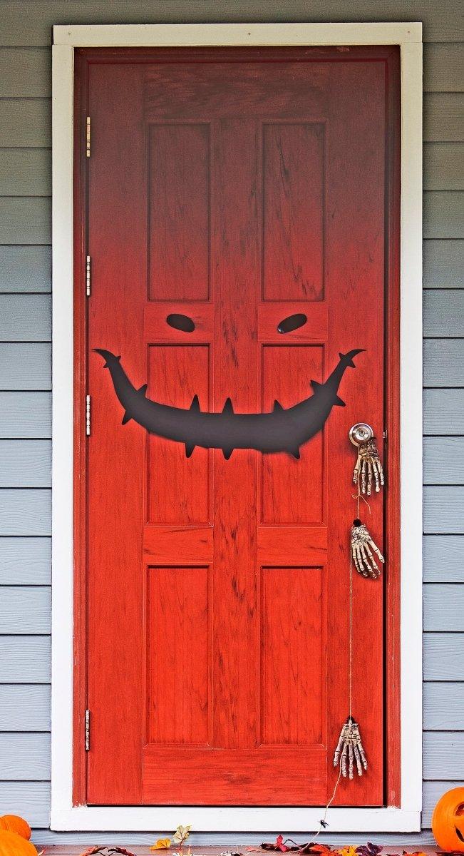 Halloween Monster Face Door Decal, Scary Spooky Creepy Holiday Sticker - Decords