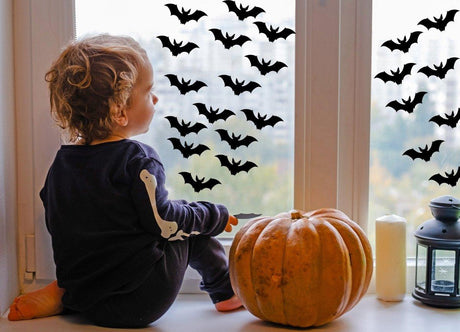 Elegant Halloween Bat Window Stickers, 25 Pack, Spooky Seasonal Decor Decals - Decords