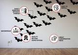 Elegant Halloween Bat Window Stickers, 25 Pack, Spooky Seasonal Decor Decals - Decords