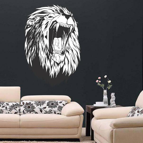 Lions Head Wall Sticker - Lion Face Animal King Silhouette Vinyl Decal - Decords