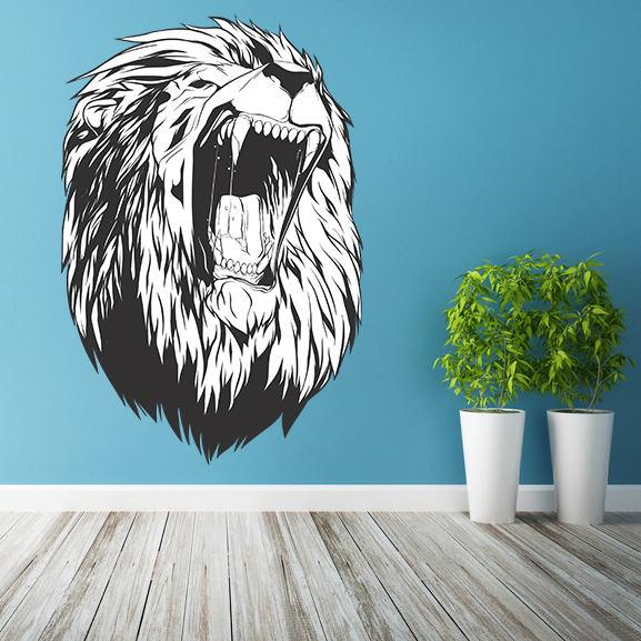 Lions Head Wall Sticker - Lion Face Animal King Silhouette Vinyl Decal - Decords