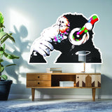 Banksy Thinking Monkey Sticker - Art Vinyl Street Dj Baksy Wall Decal - Decords